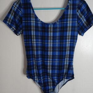 Charlotte Russe size small blue plaid bodysuit